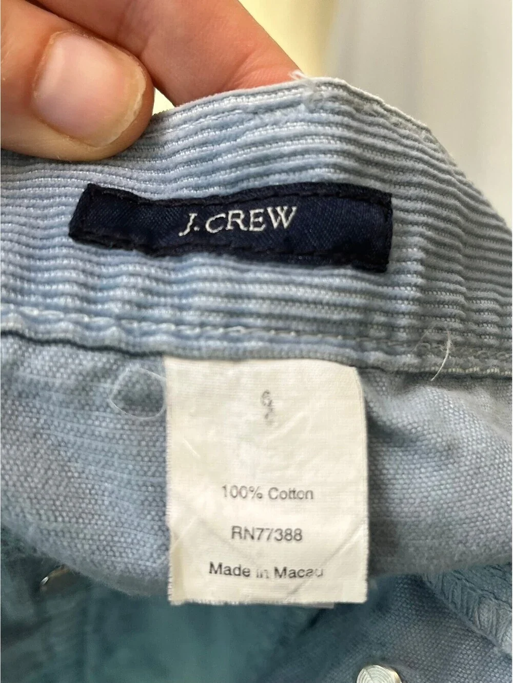 Vintage J.Crew Light Blue Corduroy A-Line Mini Skirt 5-Pocket Made in Macau